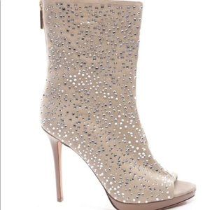 Herve Leger Tehila Swarovski Crystal Embellished Booties Heeled Boots 10 dustbag